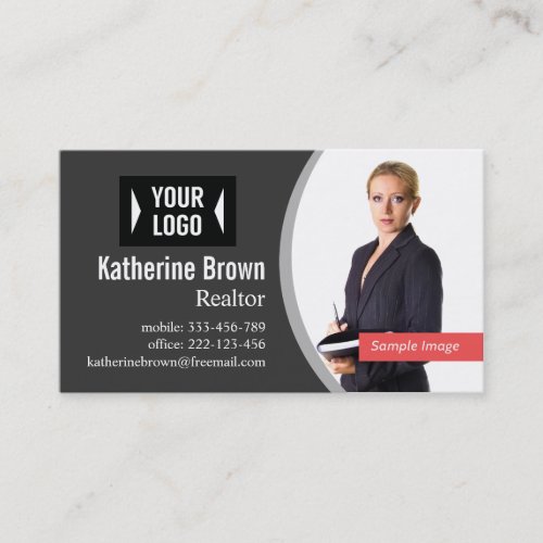 Modern Realtor Photo and Logo Placeholder Business Card