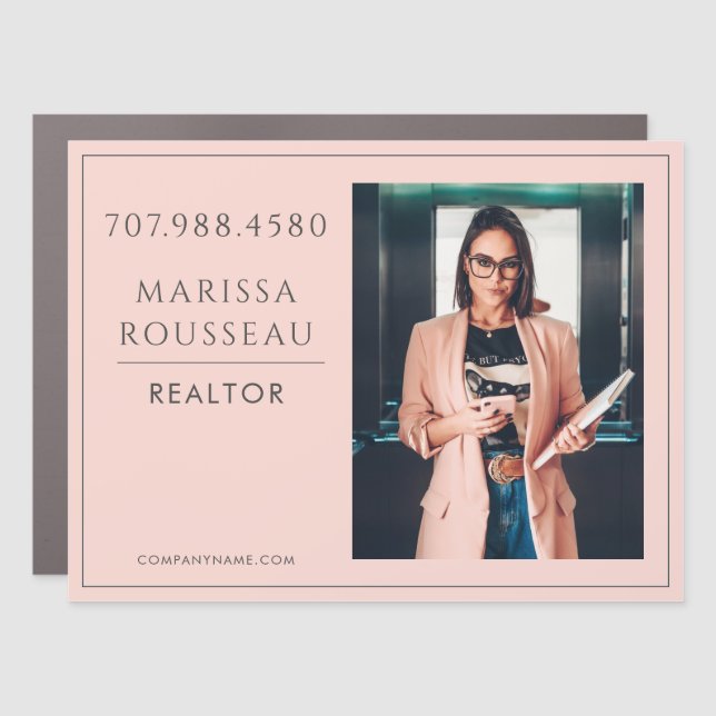 Modern Realtor Photo Blush Car Magnet (Front)