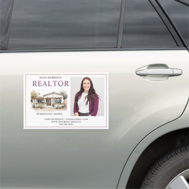 Modern Realtor Photo Watercolor Home Design Car Magnet (In Situ)