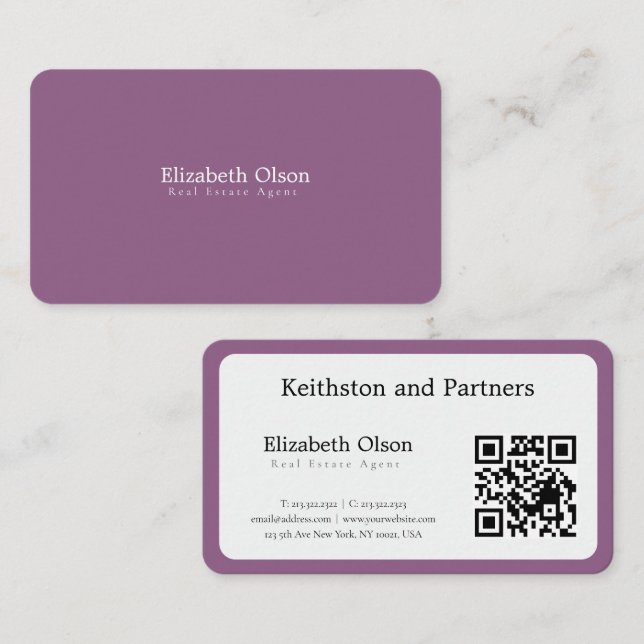 Modern Realtor Promotional simple qr code style Business Card (Front/Back)