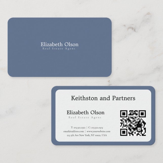Modern Realtor Promotional simple qr code style Business Card (Front/Back)