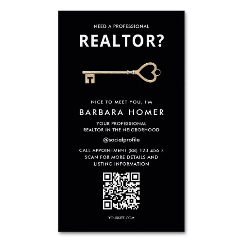 Modern Realtor Real Estate Agent Appointment QR Business Card Magnet