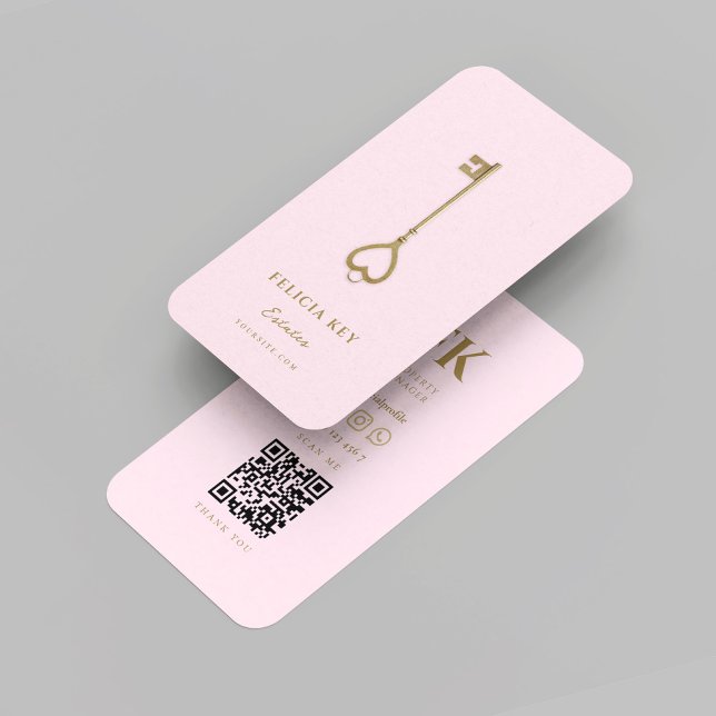 Modern Realtor Real Estate Agent Initials Business Card (Modern Realtor Real Estate Agent Initials monogram pink Business Card
)