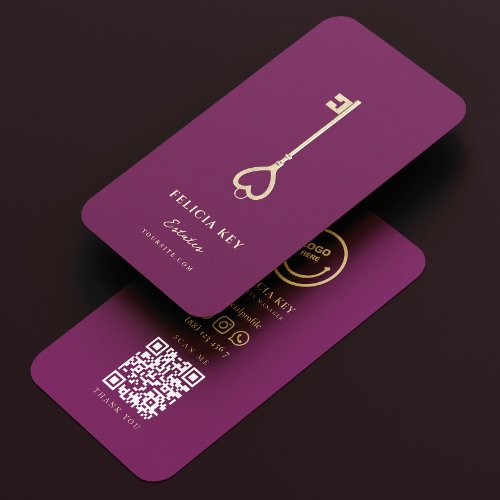 Modern Realtor Real Estate Agent Luxury Purple Business Card