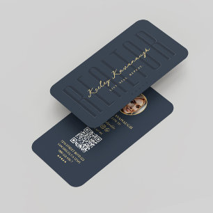 Modern Realtor Real Estate Agent Photo Blue Business Card