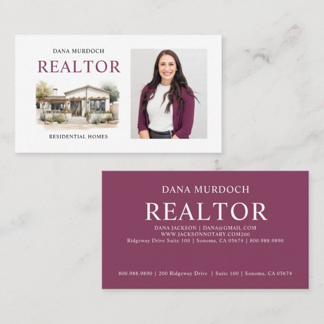 Modern Realtor Real Estate Agent Photo Business Card (Front/Back)