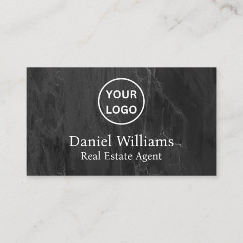 Modern Realtor Real Estate Black Marble Business Card