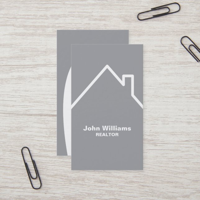 Modern realtor real estate gray business card (Front/Back In Situ)