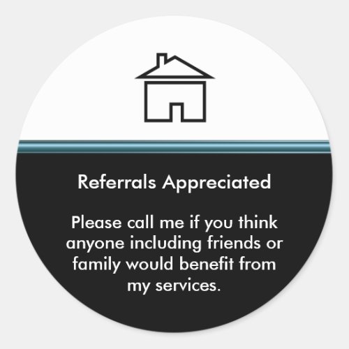 Modern Realtor Referral Appreciation Classic Round Sticker