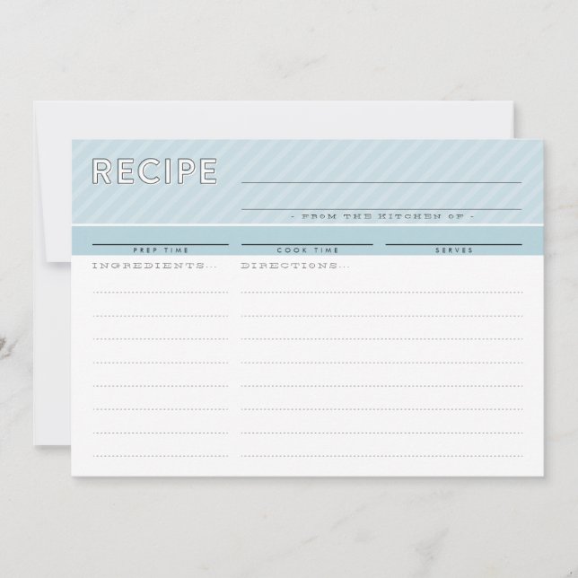 MODERN RECIPE CARD cute organiser minimal duck egg (Front)