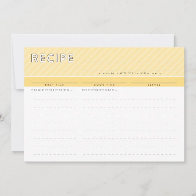 MODERN RECIPE CARD cute organiser minimal yellow (Front)