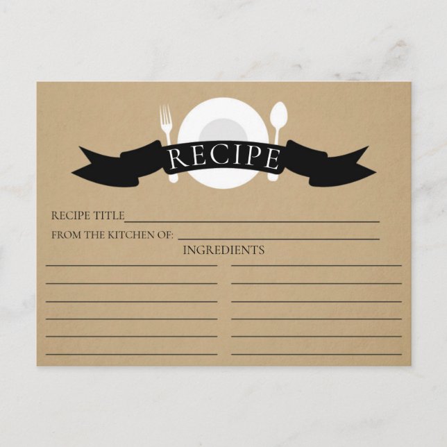Modern Recipe Card Kraft Bridal Shower (Front)