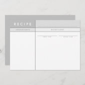 MODERN RECIPE CARD organiser block minimal gray (Front/Back)