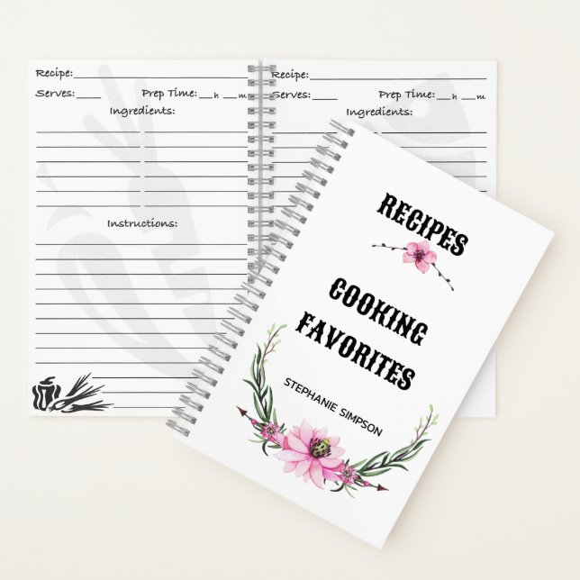 Modern Recipe Organizer - Personalized Kitchen Notebook (Inside)