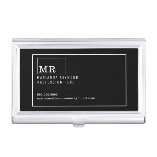 Modern rectangular blk contact_card profession case for business cards