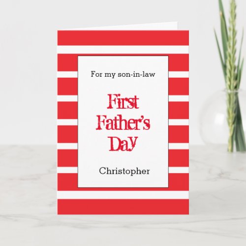 Modern Red 1st Fathers Day Son_in_Law Card