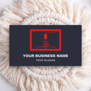 Modern Red 3D Printer Business Card