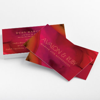 Modern Red Abstract Art Professional Business Card