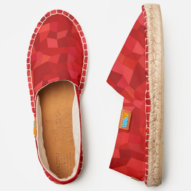 Modern Red Abstract Geometric Pattern Espadrilles (Side)