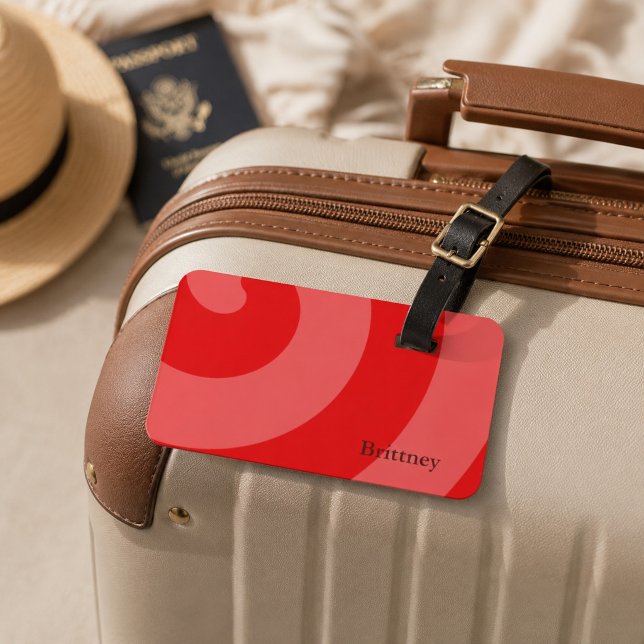 Modern Red Abstract Luggage Tag (Creator Uploaded)