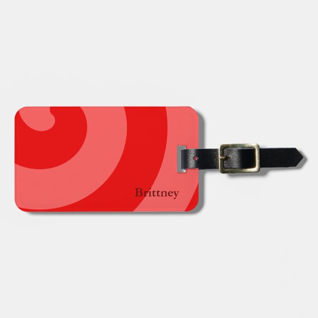 Modern Red Abstract Luggage Tag (Front Horizontal)