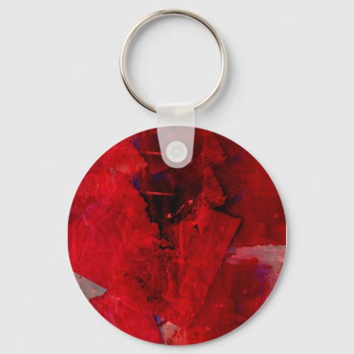 Modern Red Abstract Painting Art Keychain