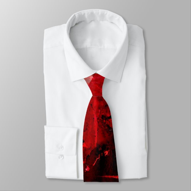 Modern Red Abstract Painting Art  Neck Tie (Tied)