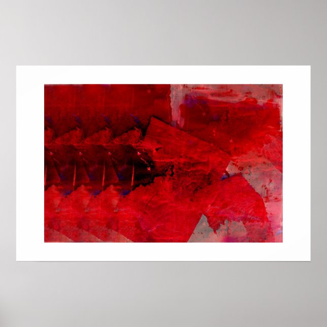 Modern Red Abstract Painting Art Poster (Front)
