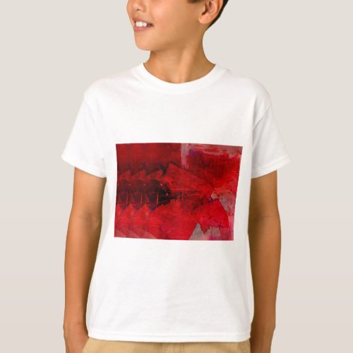 Modern Red Abstract Painting Art T_Shirt