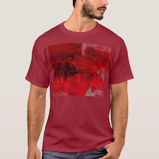 Modern Red Abstract Painting Art T-Shirt (Front)