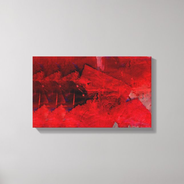 Modern Red Abstract Painting Art Wrapped Canvas Print (Front)