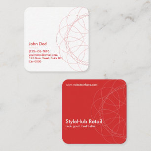 Modern Red Abstract Square Rounded Bold Geometry Business Card