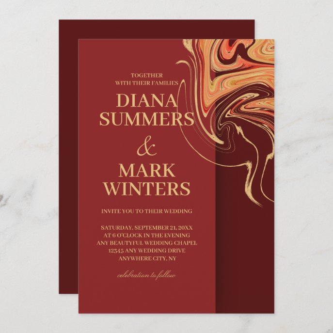 Modern red and beige abstract. Wedding Invitation