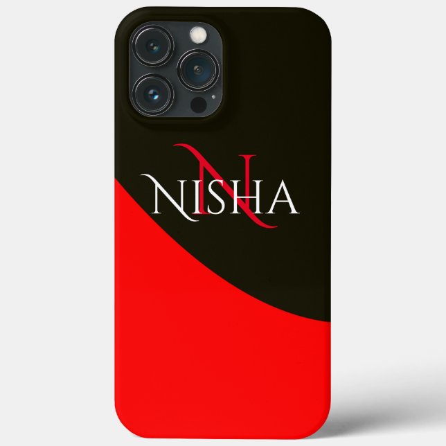 Modern Red and Black Abstract Monogram  Case-Mate iPhone Case (Back)