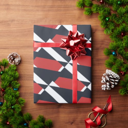 Modern Red and Black Abstract Wrapping Paper