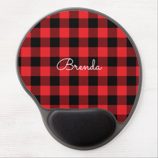 Modern Red and Black Buffalo Check Gel Mouse Pad