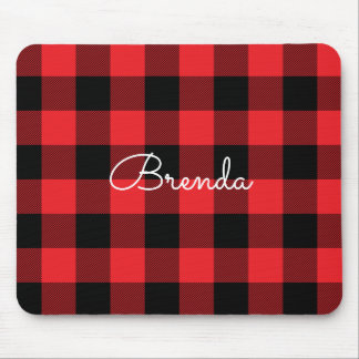 Modern Red and Black Buffalo Check Mouse Pad