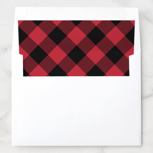 Modern Red and Black Buffalo Plaid Holiday Envelope Liner