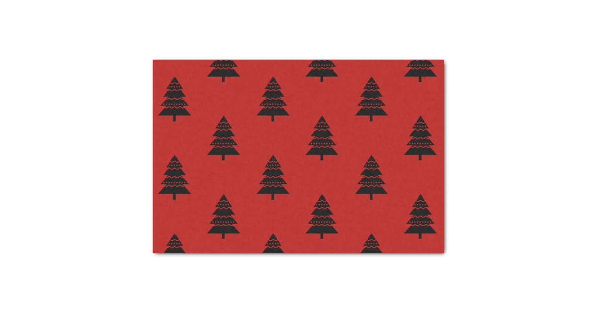 Modern Red and Black Christmas Tree Pattern Tissue Paper | Zazzle