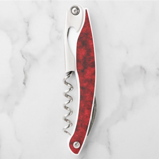 Modern Red And Black Damask Waiter's Corkscrew (Front)