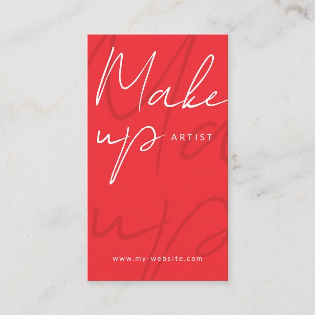 Modern Red and Black Makeup Artist Business Card (Front)