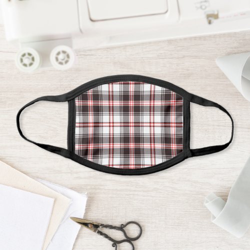 Modern Red and Black Plaid Pattern Face Mask