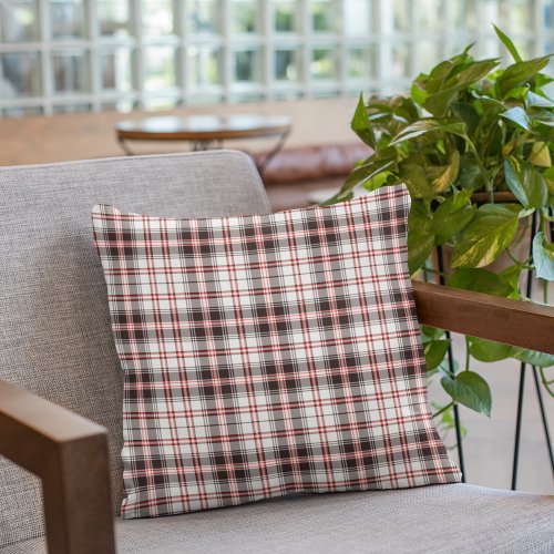 Modern Red and Black Plaid Pattern Throw Pillow