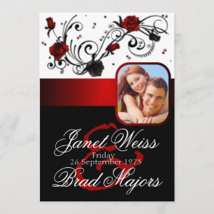 Modern Red and Black Rose Wedding Invitation