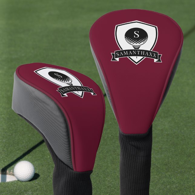 Modern Red and Black Simple Name Initial Monogram Golf Head Cover (Modern Red and Black Simple Name Initial Monogram Golf Head Cover)