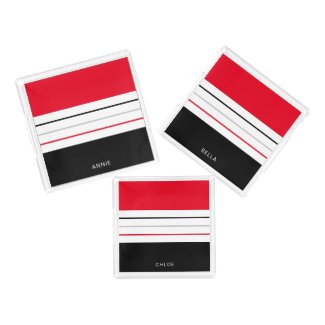 Modern Red and Black Stripes Personalized