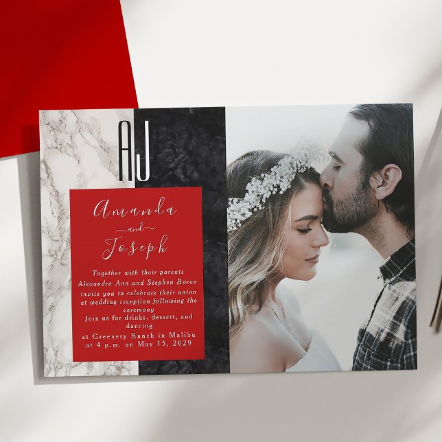 Modern Red and Black Wedding Reception Invitation (Creator Uploaded)
