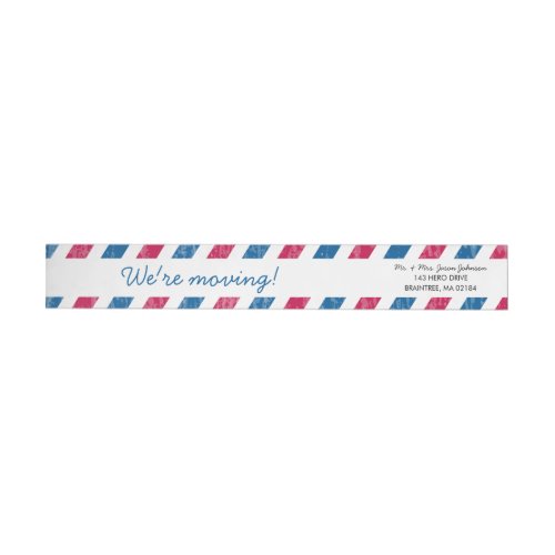 Modern Red and Blue Airmail Return Address Wrap Wrap Around Label