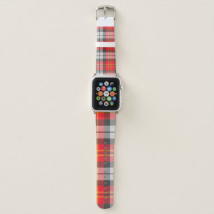 Modern Red and Blue Plaid Tartan Print Apple Watch Band