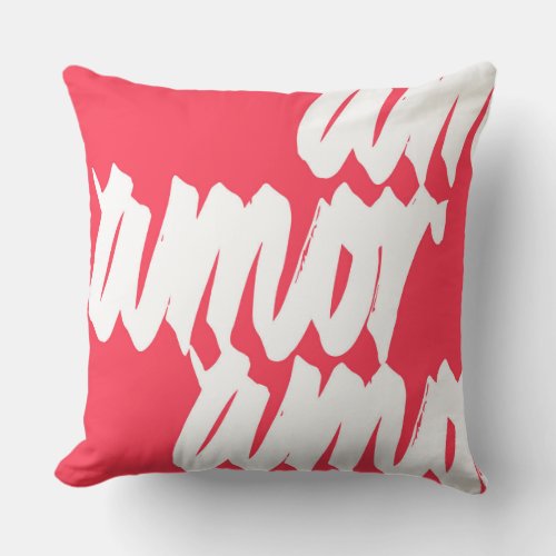 Modern Red and Blush Pink Graphic Calligraphy Throw Pillow